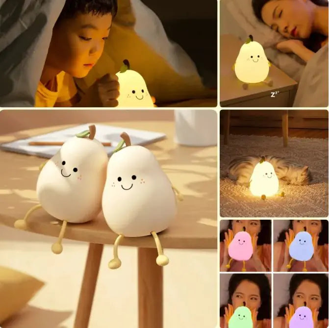 LED Pear Fruit Night Light Rechargeable