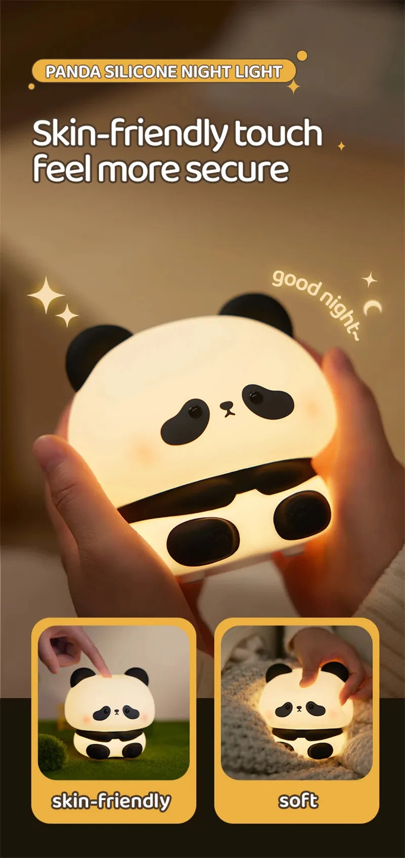 Panda LED Night Light – Rechargeable & Touch Control